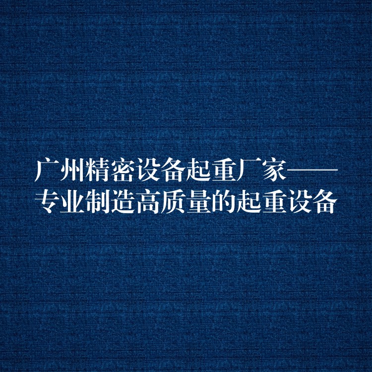 廣州精密設(shè)備起重廠家——專業(yè)制造高質(zhì)量的起重設(shè)備