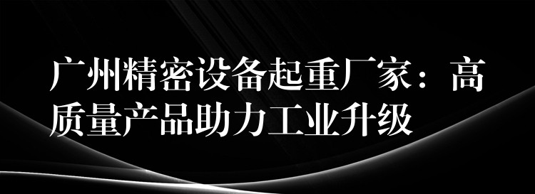 廣州精密設(shè)備起重廠家：高質(zhì)量產(chǎn)品助力工業(yè)升級