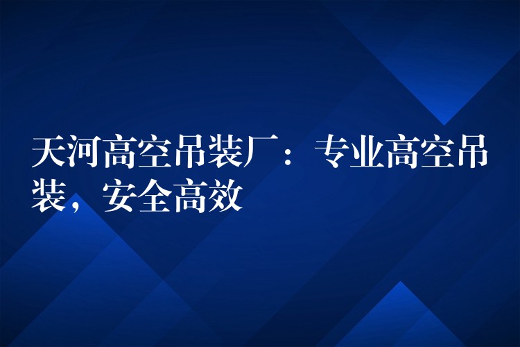 天河高空吊裝廠：專業(yè)高空吊裝，安全高效