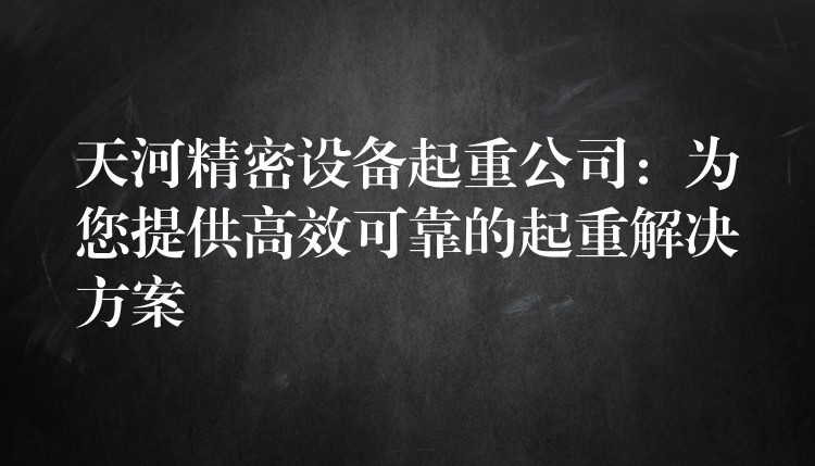 天河精密設(shè)備起重公司：為您提供高效可靠的起重解決方案