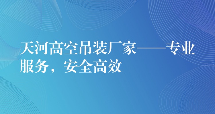 天河高空吊裝廠家——專業(yè)服務(wù)，安全高效