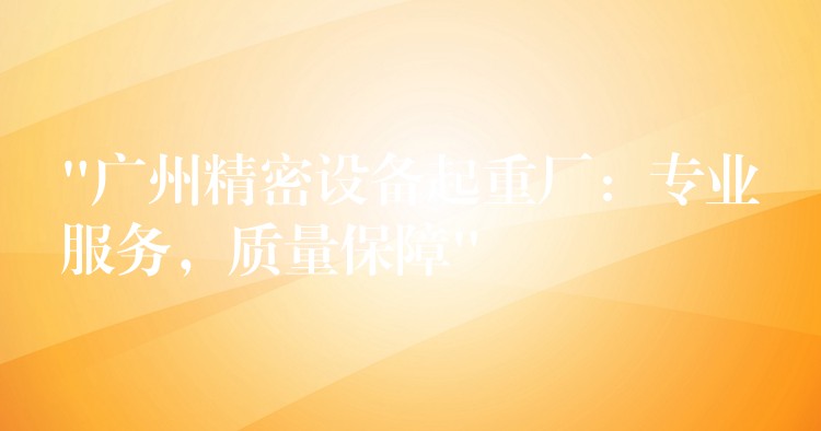 “廣州精密設(shè)備起重廠：專業(yè)服務(wù)，質(zhì)量保障”