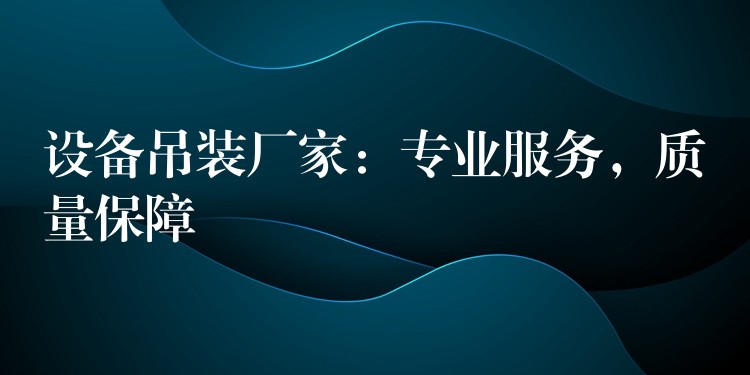 設(shè)備吊裝廠家：專業(yè)服務(wù)，質(zhì)量保障